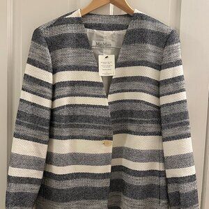 MaxMara Tommy Blazer/Jacket; White Stripes; US 12-14
